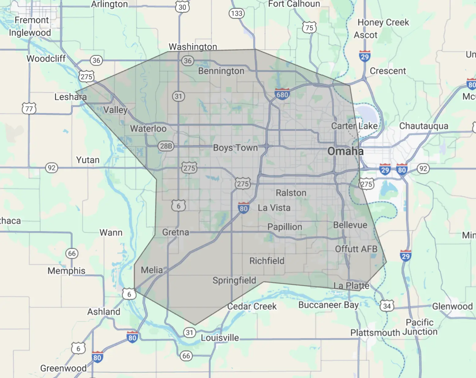 Brightside Turf service area map