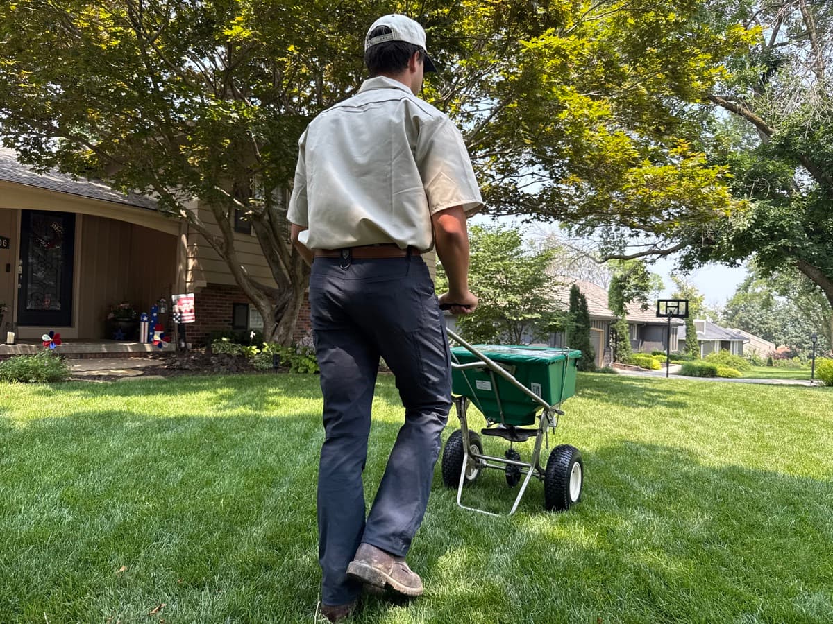 Lawn fertilization application by Brightside Turf in Omaha