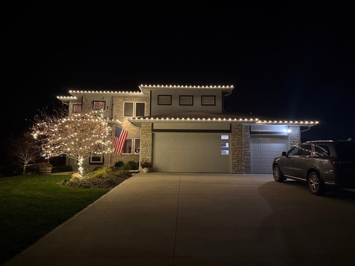 Commercial grade Christmas lights installed by Brightside