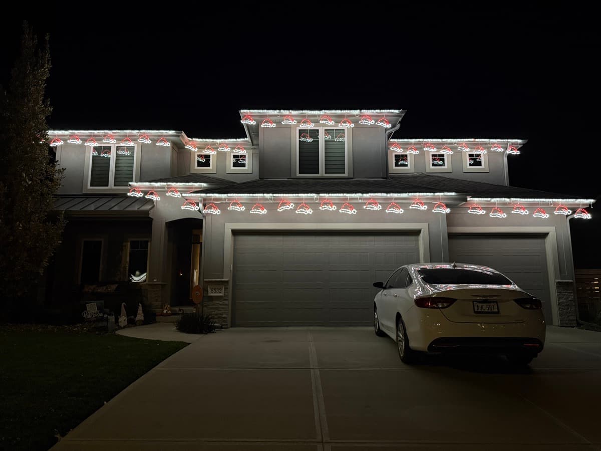 Custom holiday lighting design on residential home